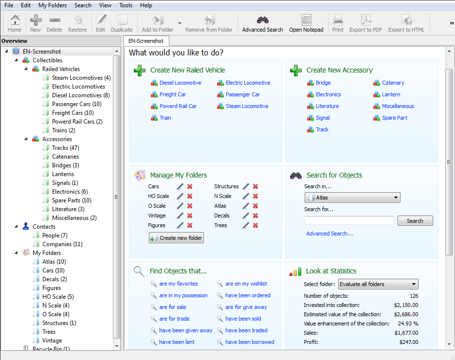 Dashboard view of the railway inventory software